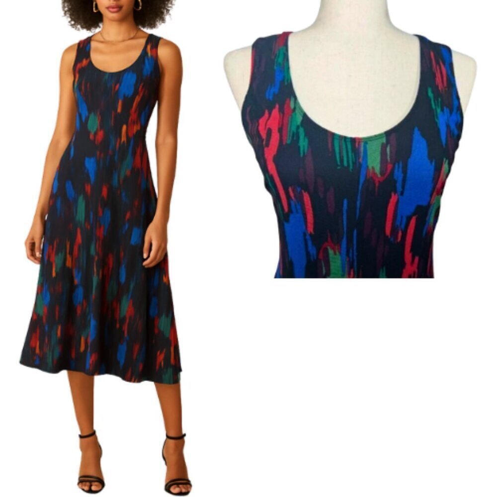 PETIT POIS BY VIVIANA G Multicolored Brushstroke Mesh Tank Dress Size L